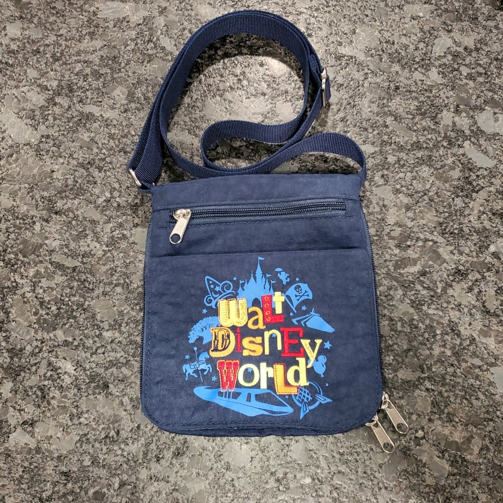 Disney Parks Authentic Original Crossbody Bag Navy Embroidered Adjustable Strap